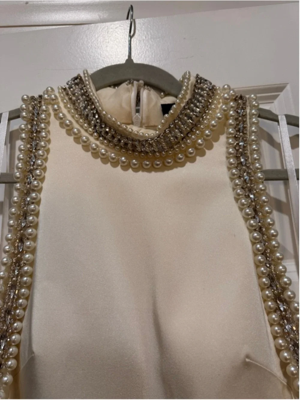 Women's Mac Duggal Ivory Embellished Mini Dress Size 4